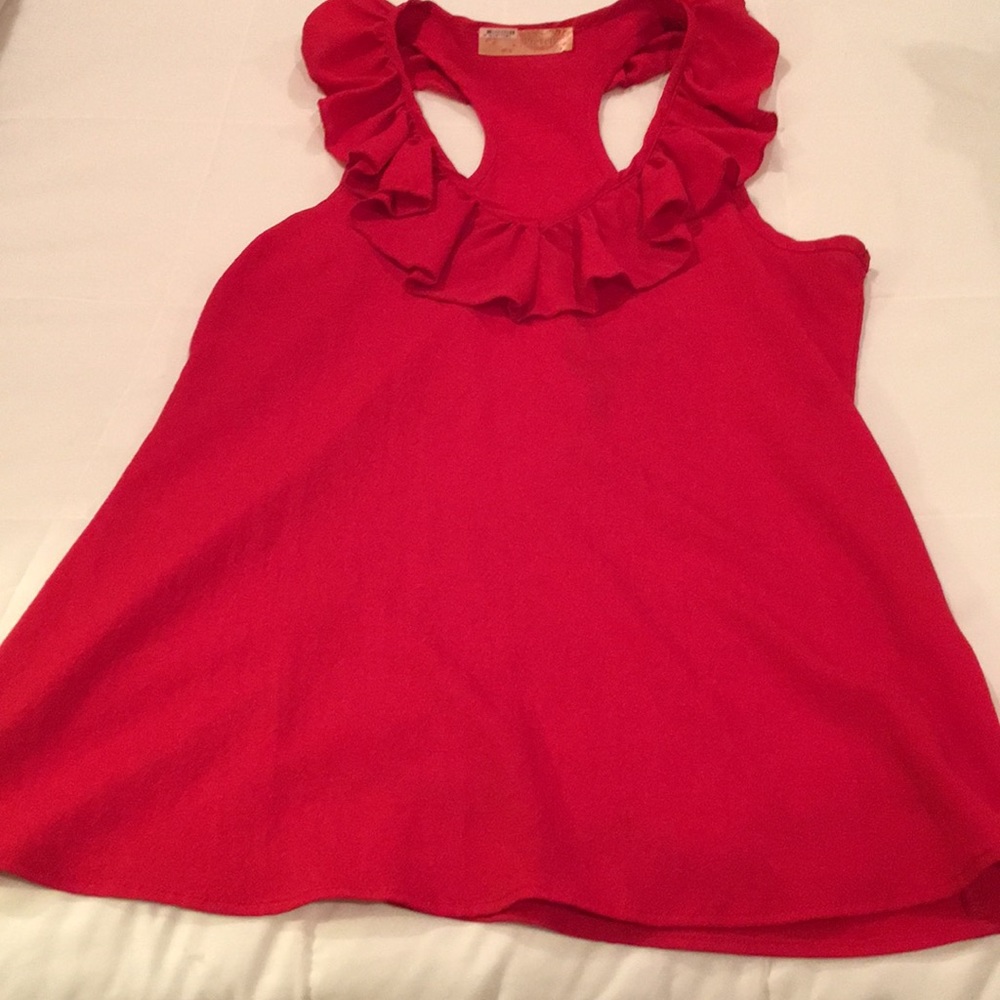 Red sleeveless top